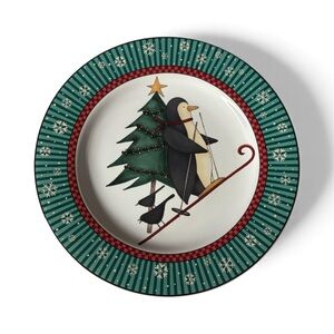 Set of 2 Small Festive Penguin Plates